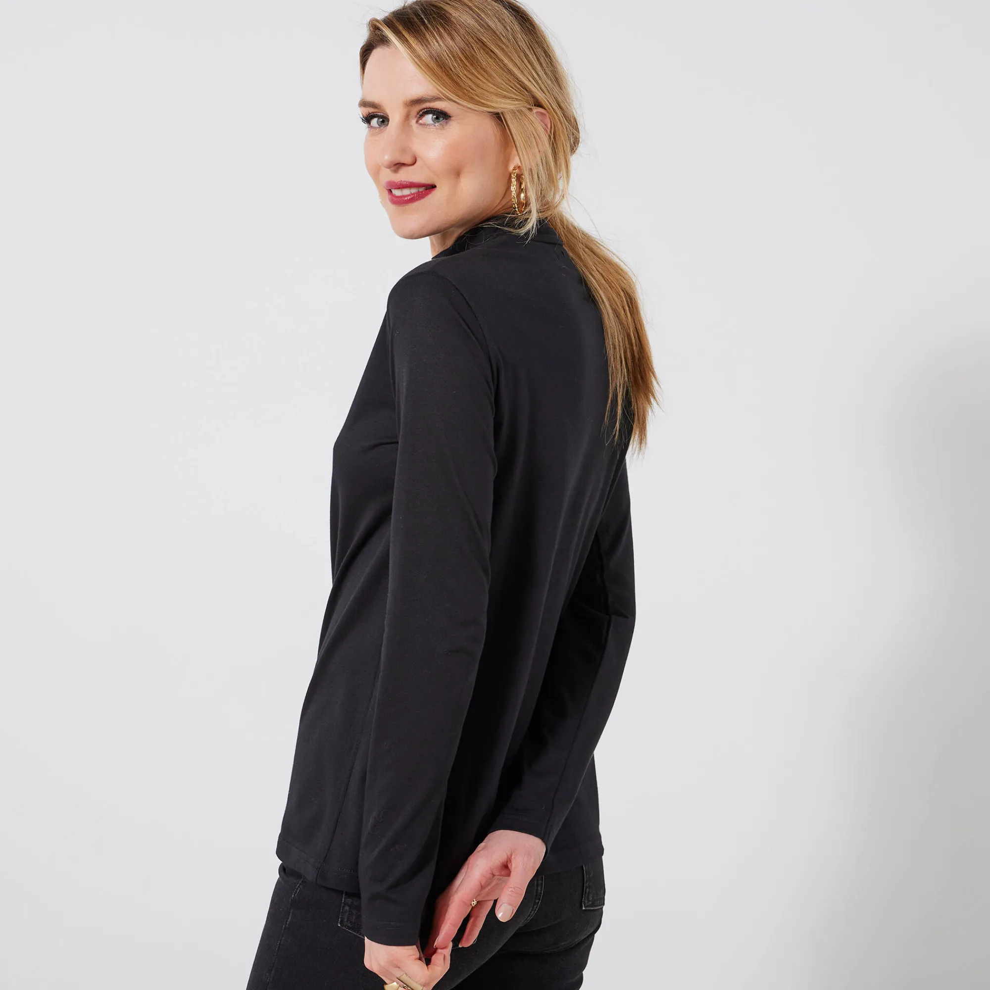 T-Shirt En Topje<Blancheporte T-shirt met opstaande hals en lange mouwen zwart