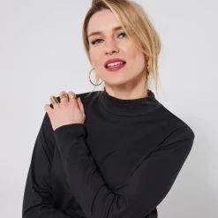 T-Shirt En Topje<Blancheporte T-shirt met opstaande hals en lange mouwen zwart