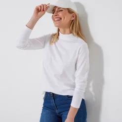 T-Shirt En Topje<Blancheporte T-shirt met opstaande hals en lange mouwen wit