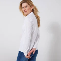 T-Shirt En Topje<Blancheporte T-shirt met opstaande hals en lange mouwen wit