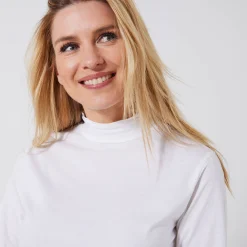 T-Shirt En Topje<Blancheporte T-shirt met opstaande hals en lange mouwen wit
