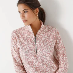 T-Shirt En Topje<Blancheporte T-shirt met opstaande ritskraag en zebraprint grijsroze