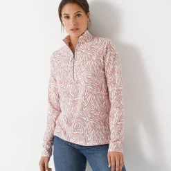 T-Shirt En Topje<Blancheporte T-shirt met opstaande ritskraag en zebraprint grijsroze