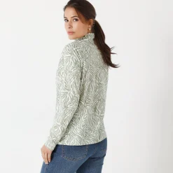 T-Shirt En Topje<Blancheporte T-shirt met opstaande ritskraag en zebraprint amandel groen