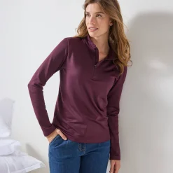 Thermisch Ondergoed<Blancheporte T-shirt met opstaande ritskraag en lange mouwen, intense warmte pruim