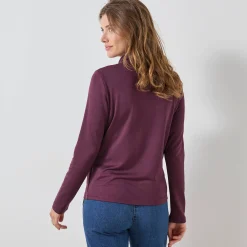 Thermisch Ondergoed<Blancheporte T-shirt met opstaande ritskraag en lange mouwen, intense warmte pruim