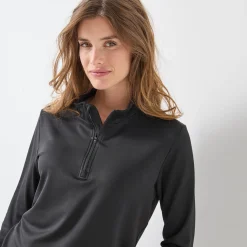 Thermisch Ondergoed<Blancheporte T-shirt met opstaande ritskraag en lange mouwen, intense warmte zwart