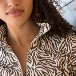 T-Shirt En Topje<Blancheporte T-shirt met opstaande ritskraag en zebraprint chocolade