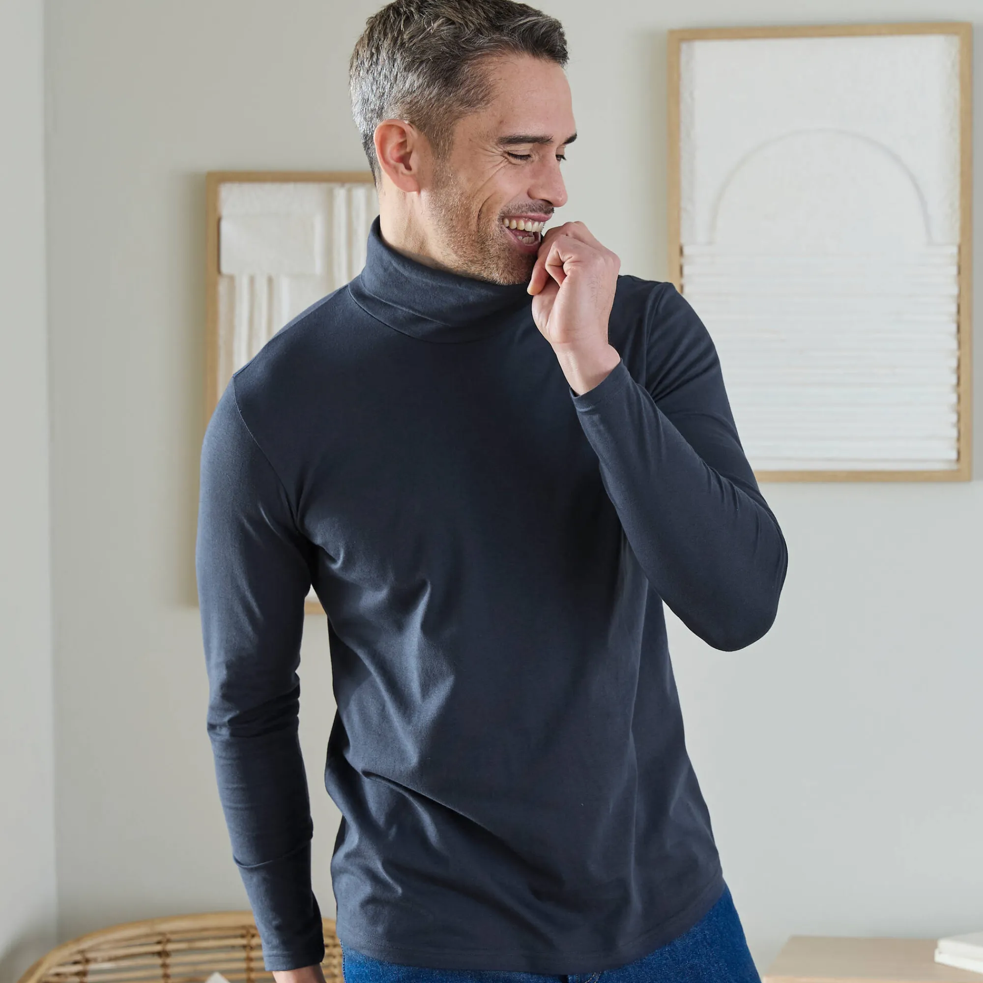 T-Shirt, Hemd En Polo<Blancheporte T-shirt met rolkraag en lange mouwen marine