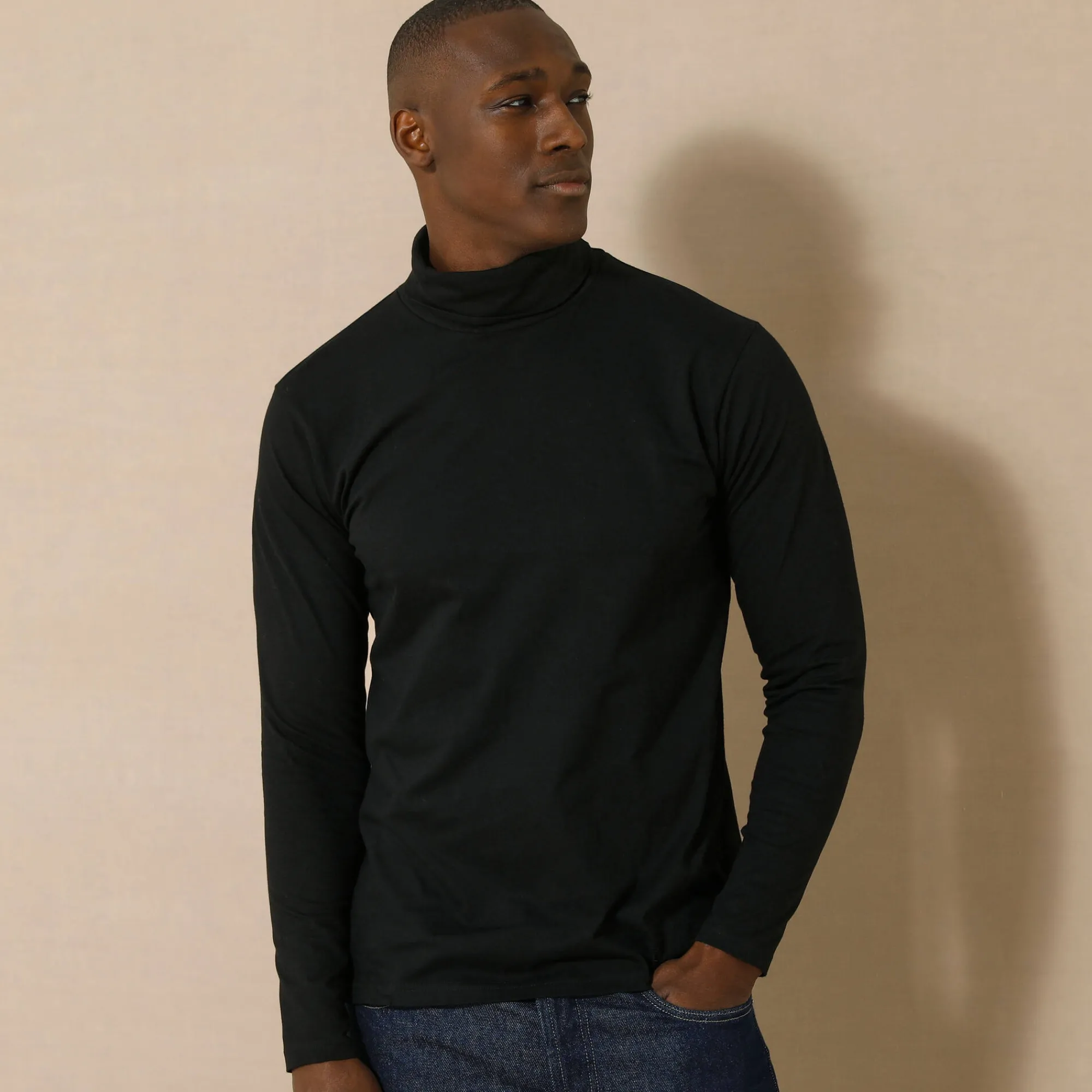 Feestoutfits Heren|T-Shirt, Hemd En Polo<Blancheporte T-shirt met rolkraag en lange mouwen zwart