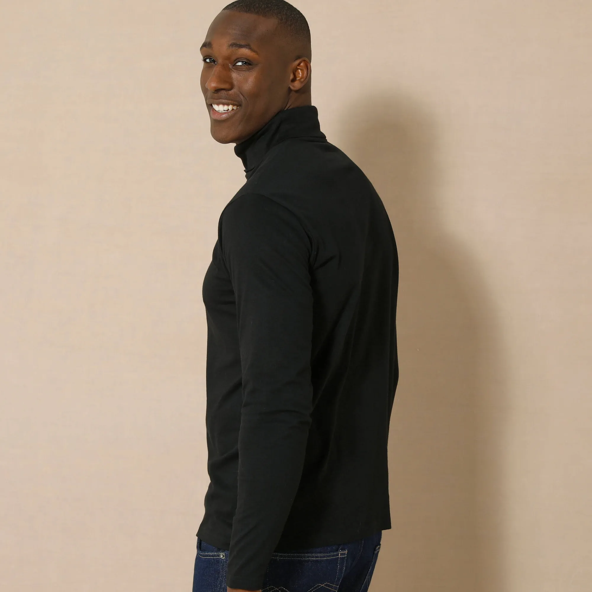 Feestoutfits Heren|T-Shirt, Hemd En Polo<Blancheporte T-shirt met rolkraag en lange mouwen zwart
