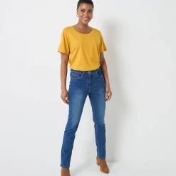 T-Shirt En Topje<Blancheporte T-shirt met ronde hals en korte mouwen kerrie
