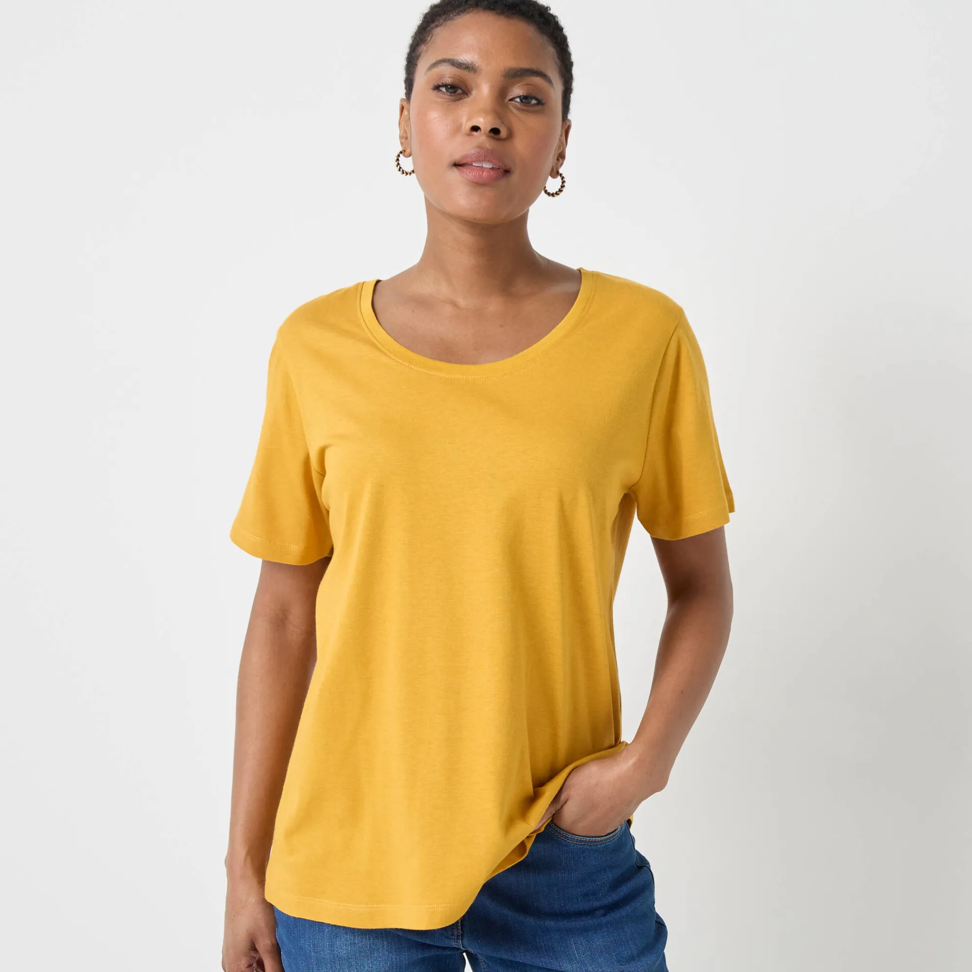 T-Shirt En Topje<Blancheporte T-shirt met ronde hals en korte mouwen kerrie