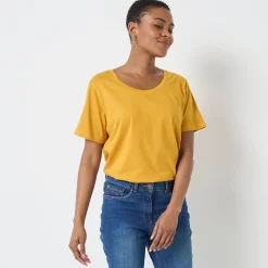 T-Shirt En Topje<Blancheporte T-shirt met ronde hals en korte mouwen kerrie