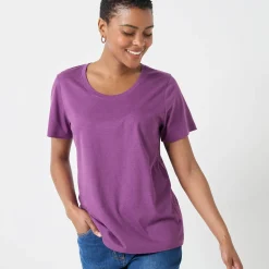 T-Shirt En Topje<Blancheporte T-shirt met ronde hals en korte mouwen paars