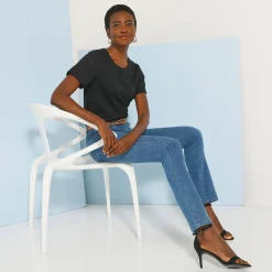T-Shirt En Topje<Blancheporte T-shirt met ronde hals en korte mouwen, detail in broderie anglaise zwart