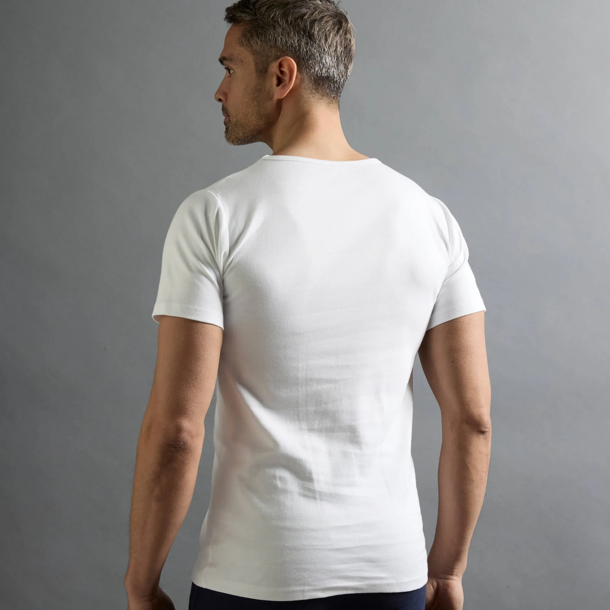 Ondergoed<Thermoperle T-shirt met ronde hals en korte mouwen in katoen - herenondergoed, set van 2 wit