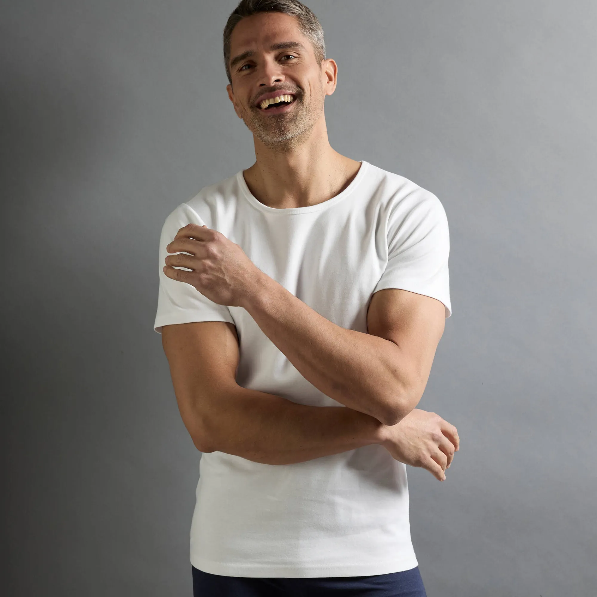 Ondergoed<Thermoperle T-shirt met ronde hals en korte mouwen in katoen - herenondergoed, set van 2 wit