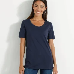 T-Shirt En Topje<Blancheporte T-shirt met ronde hals en korte mouwen marine