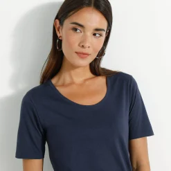 T-Shirt En Topje<Blancheporte T-shirt met ronde hals en korte mouwen marine