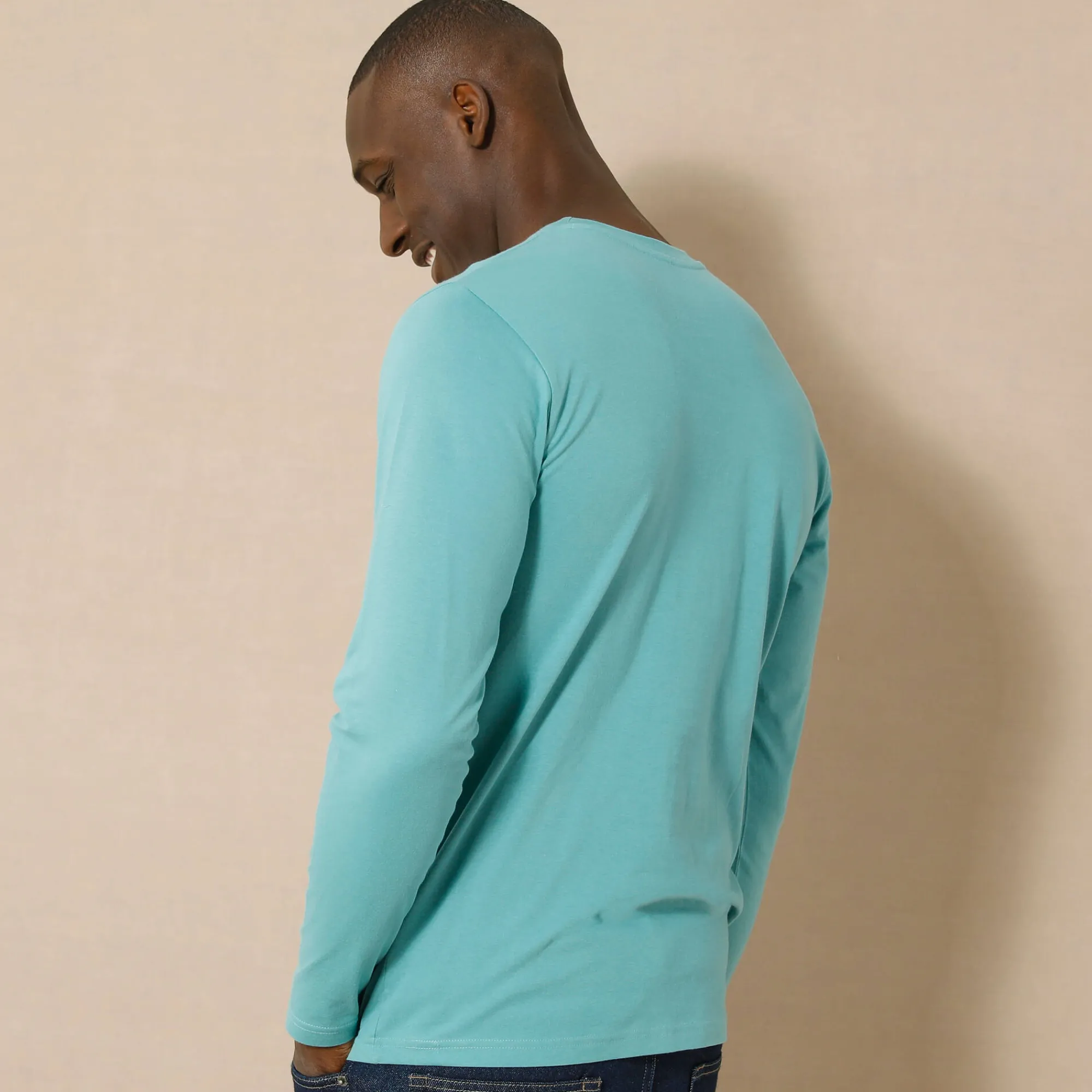 T-Shirt, Hemd En Polo<Blancheporte T-shirt met ronde hals en lange mouwen aqua