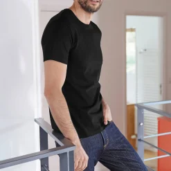 T-Shirt, Hemd En Polo<Blancheporte T-shirt met ronde hals en korte mouwen - set van 3 zwart + groen + linde