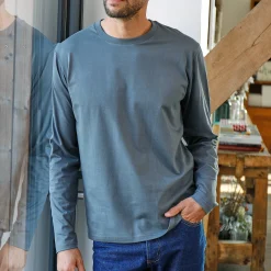 T-Shirt, Hemd En Polo<Blancheporte T-shirt met ronde hals en lange mouwen grijs