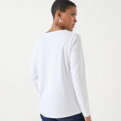 T-Shirt En Topje<Blancheporte T-shirt met ronde hals en lange mouwen in kant wit