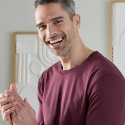 T-Shirt, Hemd En Polo<Blancheporte T-shirt met ronde hals en lange mouwen - set van 3 bordeaux + marine + blauw