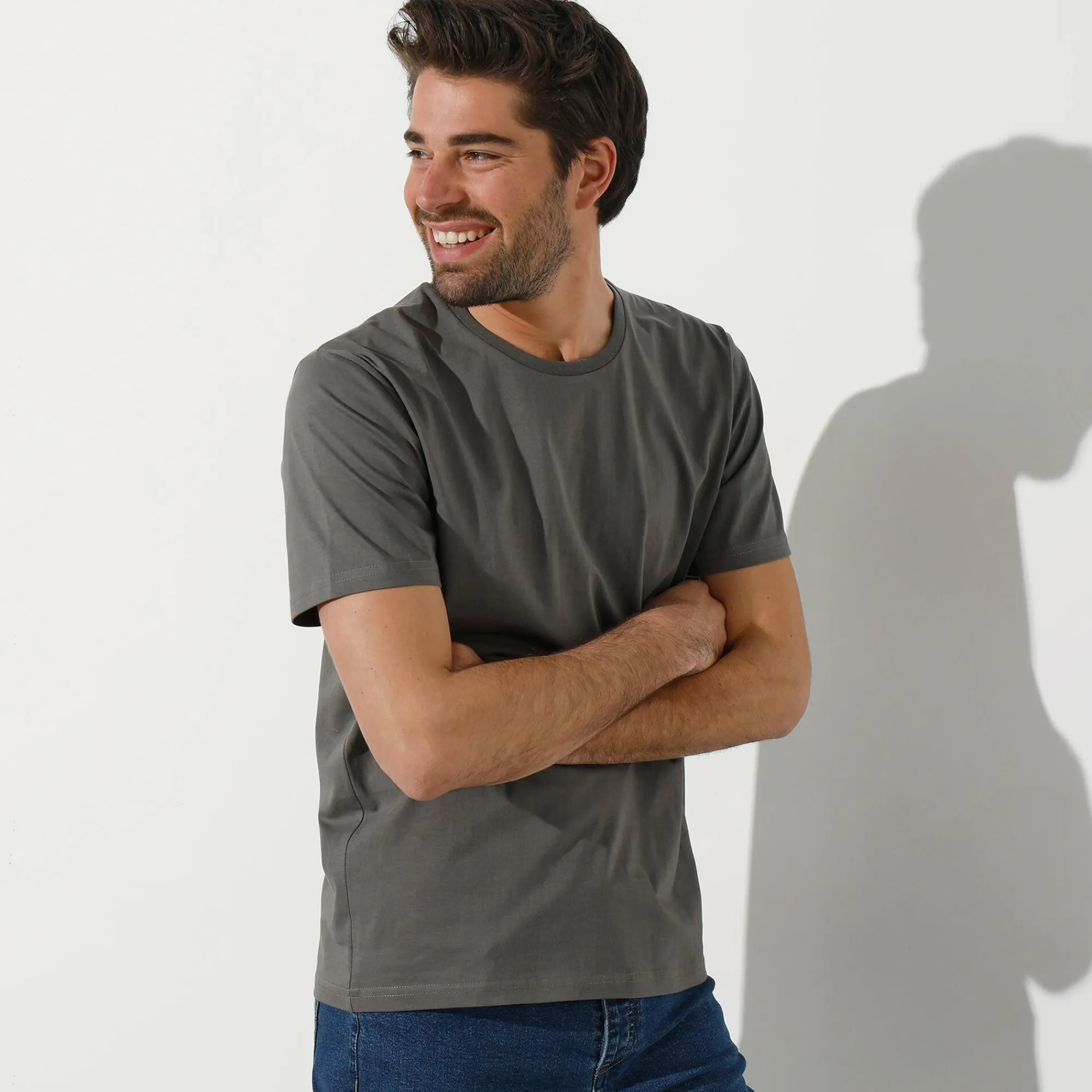 T-Shirt, Hemd En Polo<Blancheporte T-shirt met ronde hals en korte mouwen grijs