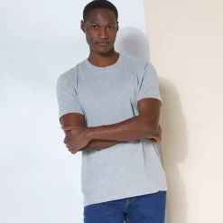 T-Shirt, Hemd En Polo<Blancheporte T-shirt met ronde hals en korte mouwen chiné azuurblauw