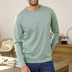 T-Shirt, Hemd En Polo<Blancheporte T-shirt met ronde hals en lange mouwen - set van 3 zwart + groen + linde