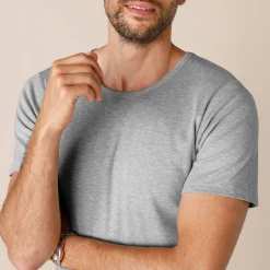 Ondergoed<Thermoperle T-shirt met ronde hals en korte mouwen in katoen - herenondergoed, set van 2 chiné grijs
