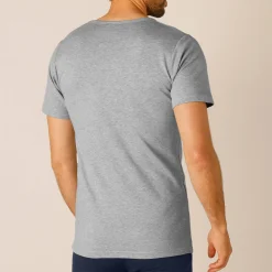 Ondergoed<Thermoperle T-shirt met ronde hals en korte mouwen in katoen - herenondergoed, set van 2 chiné grijs