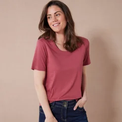 T-Shirt En Topje<Blancheporte T-shirt met ronde hals en korte mouwen grijsvioline