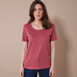 T-Shirt En Topje<Blancheporte T-shirt met ronde hals en korte mouwen grijsvioline