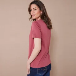 T-Shirt En Topje<Blancheporte T-shirt met ronde hals en korte mouwen grijsvioline