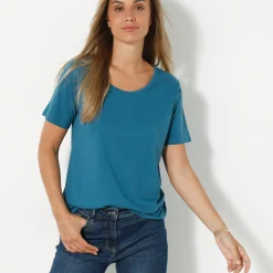 T-Shirt En Topje<Blancheporte T-shirt met ronde hals en korte mouwen Pruisisch blauw