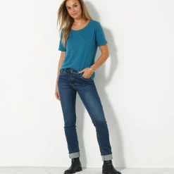 T-Shirt En Topje<Blancheporte T-shirt met ronde hals en korte mouwen Pruisisch blauw