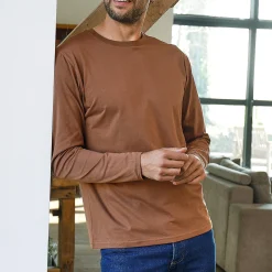 T-Shirt, Hemd En Polo<Blancheporte T-shirt met ronde hals en lange mouwen - set van 3 blauw + bruin + grijs