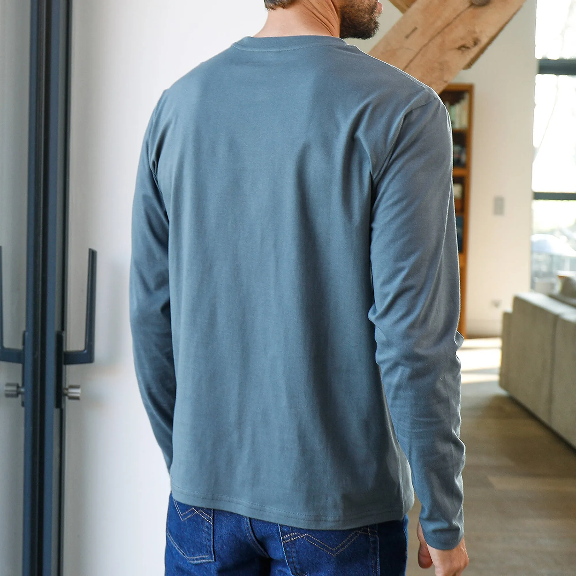 T-Shirt, Hemd En Polo<Blancheporte T-shirt met ronde hals en lange mouwen - set van 3 blauw + bruin + grijs