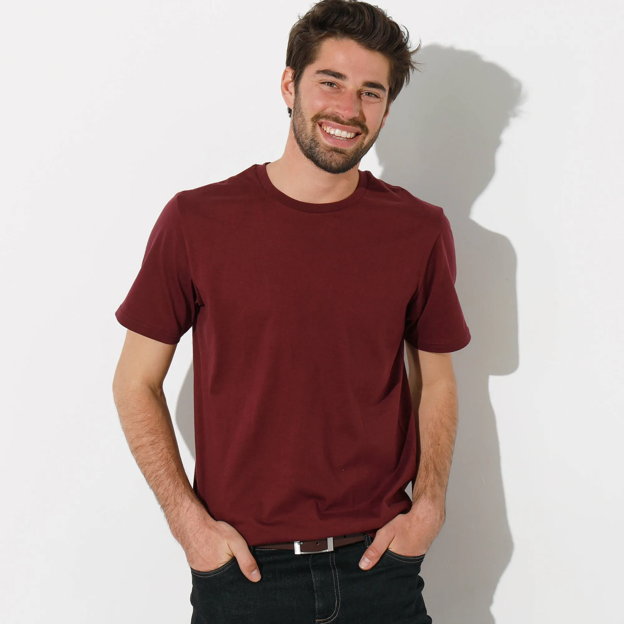 T-Shirt, Hemd En Polo<Blancheporte T-shirt met ronde hals en korte mouwen - set van 3 bordeaux + marine + blauw