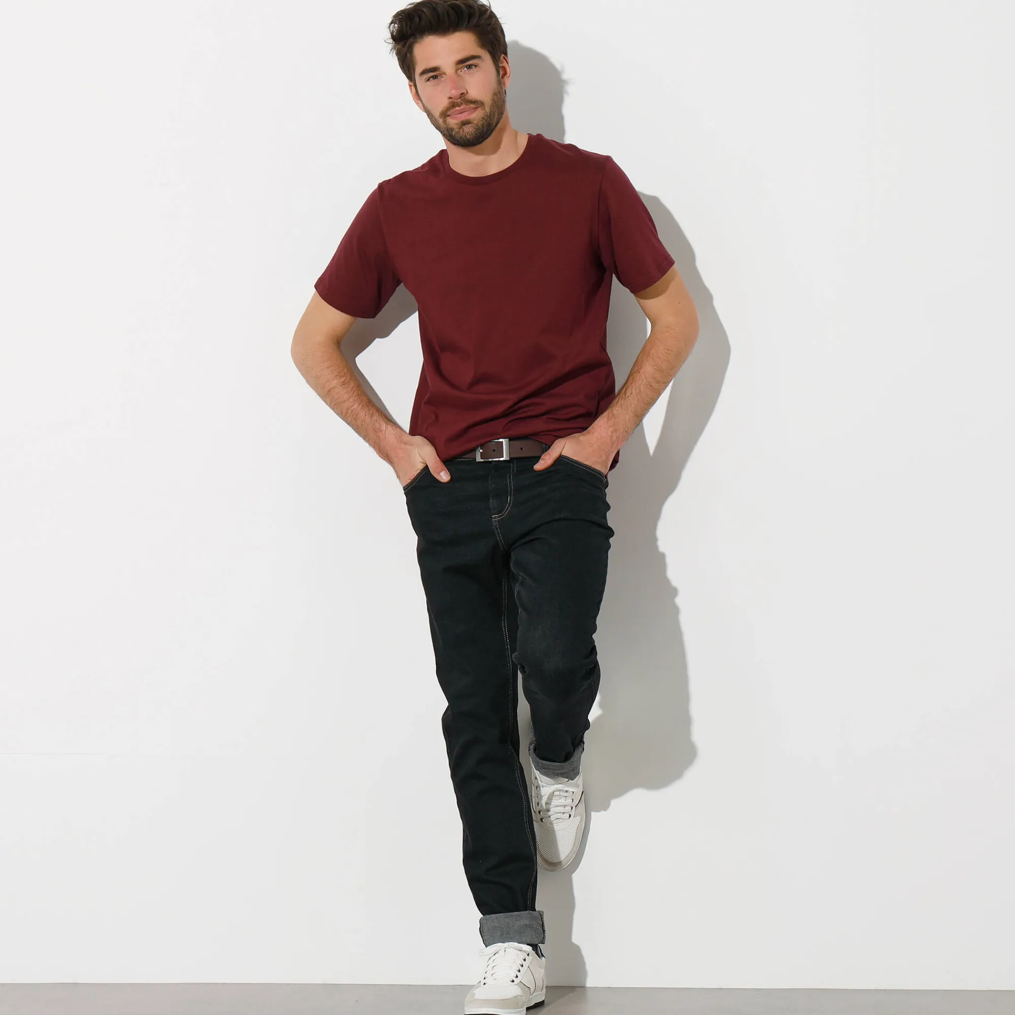 T-Shirt, Hemd En Polo<Blancheporte T-shirt met ronde hals en korte mouwen - set van 3 bordeaux + marine + blauw