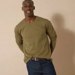 T-Shirt, Hemd En Polo<Blancheporte T-shirt met ronde hals en lange mouwen - set van 3 aqua + groen + chiné beige