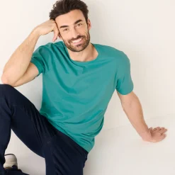 T-Shirt, Hemd En Polo<Blancheporte T-shirt met ronde hals en korte mouwen - set van 3 aqua + groen + chiné beige