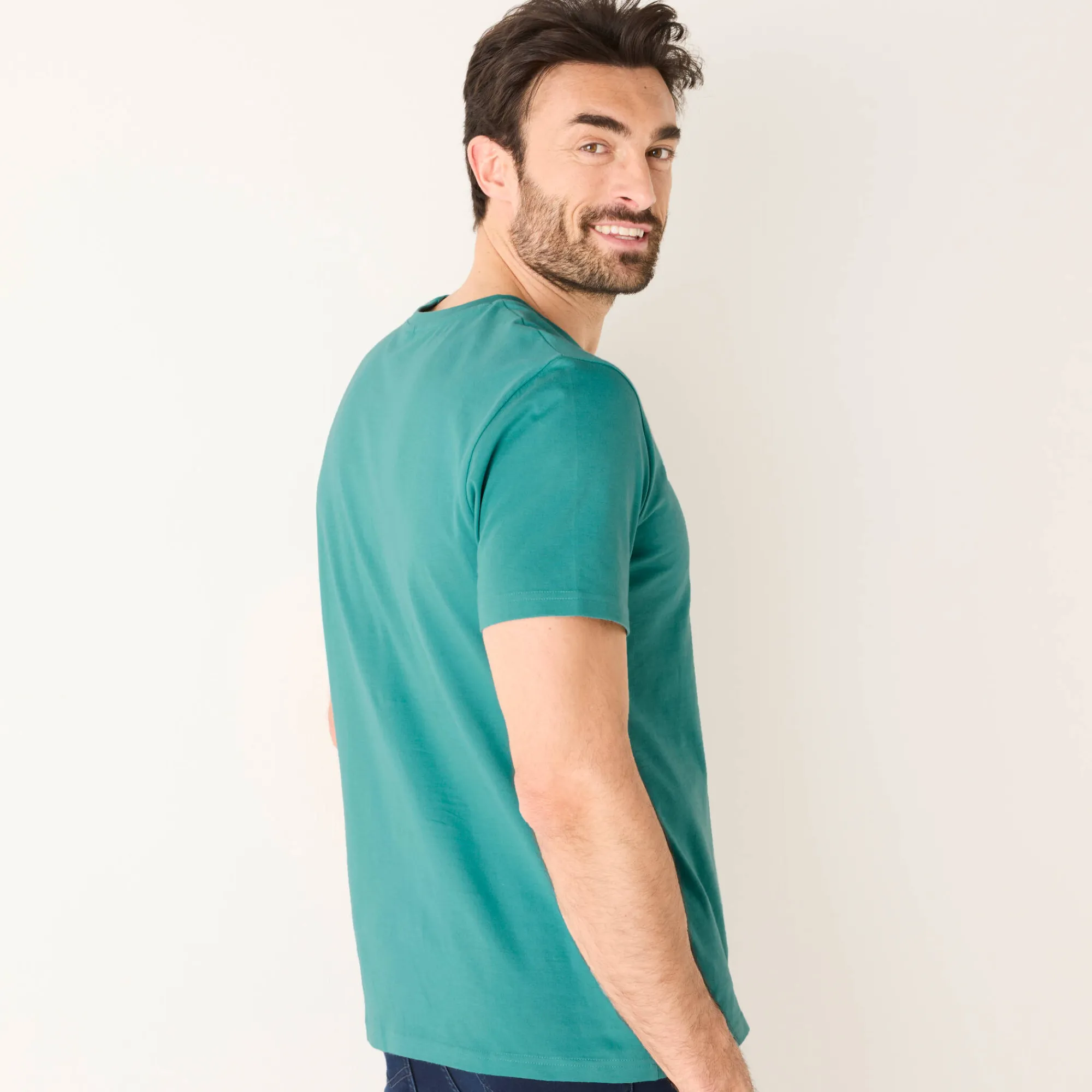 T-Shirt, Hemd En Polo<Blancheporte T-shirt met ronde hals en korte mouwen - set van 3 aqua + groen + chiné beige