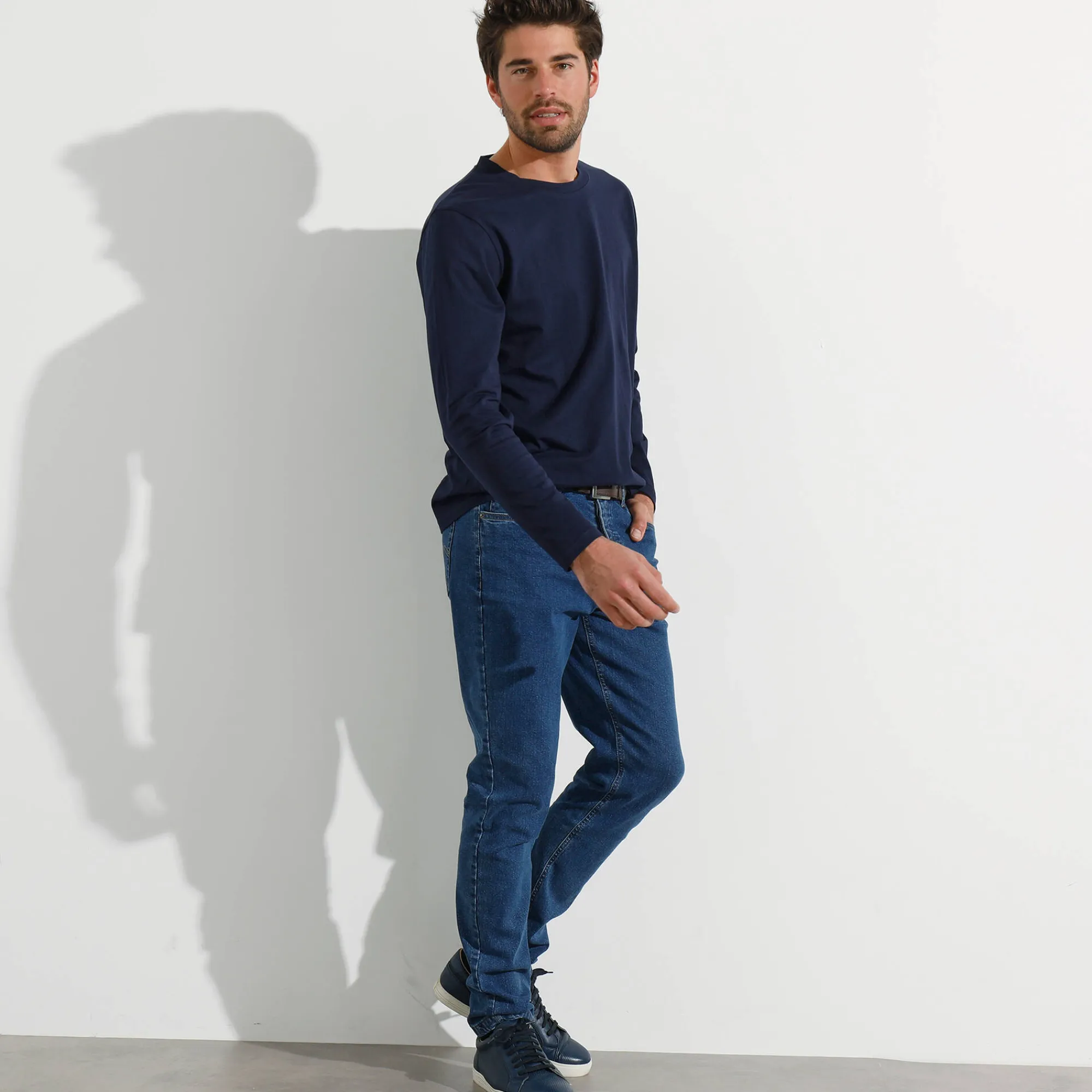 T-Shirt, Hemd En Polo<Blancheporte T-shirt met ronde hals en lange mouwen marine