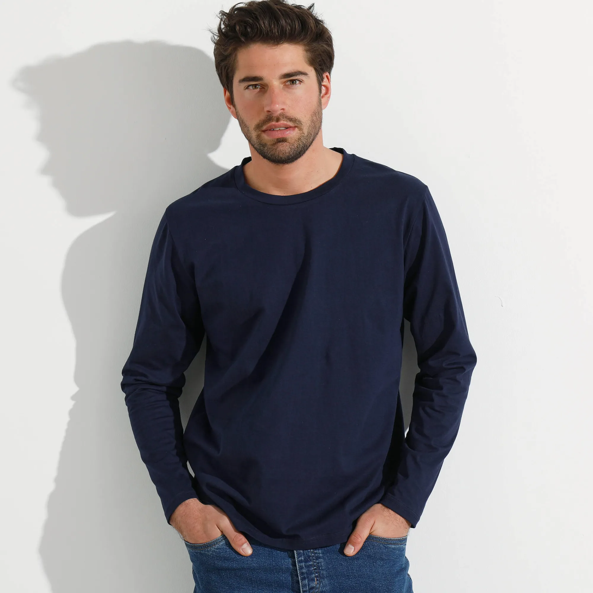T-Shirt, Hemd En Polo<Blancheporte T-shirt met ronde hals en lange mouwen marine