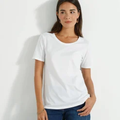 T-Shirt En Topje<Blancheporte T-shirt met ronde hals en korte mouwen wit