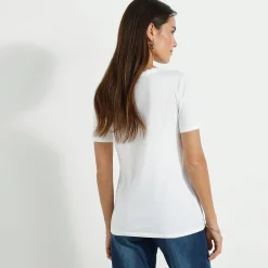T-Shirt En Topje<Blancheporte T-shirt met ronde hals en korte mouwen wit